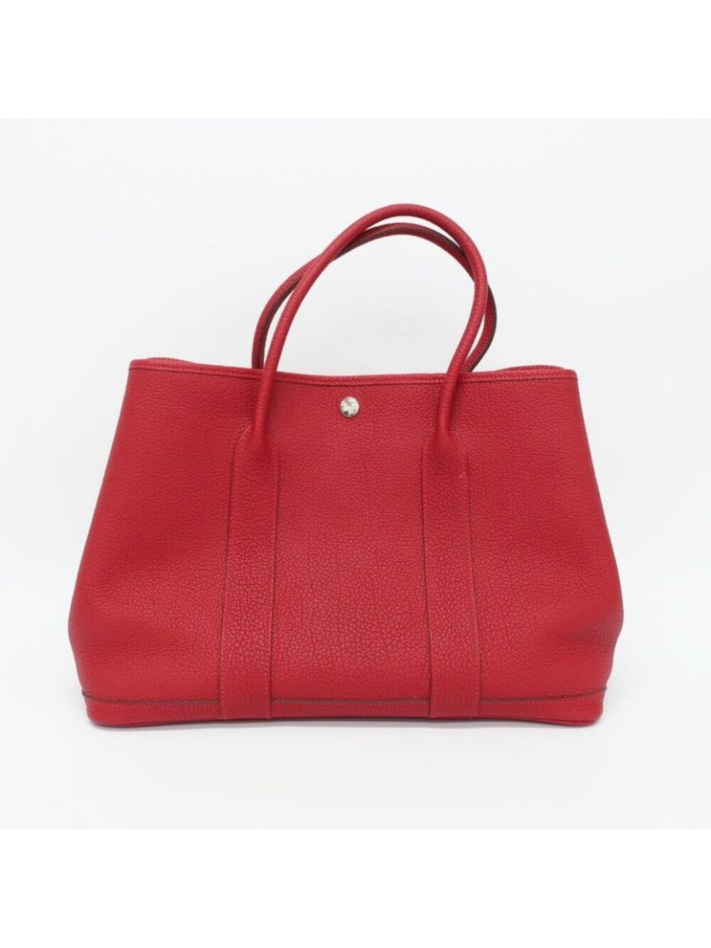 Hermes Garden Party PM Handbag Red Silver Hardware Negonda T Stamp - Picture 2 of 10